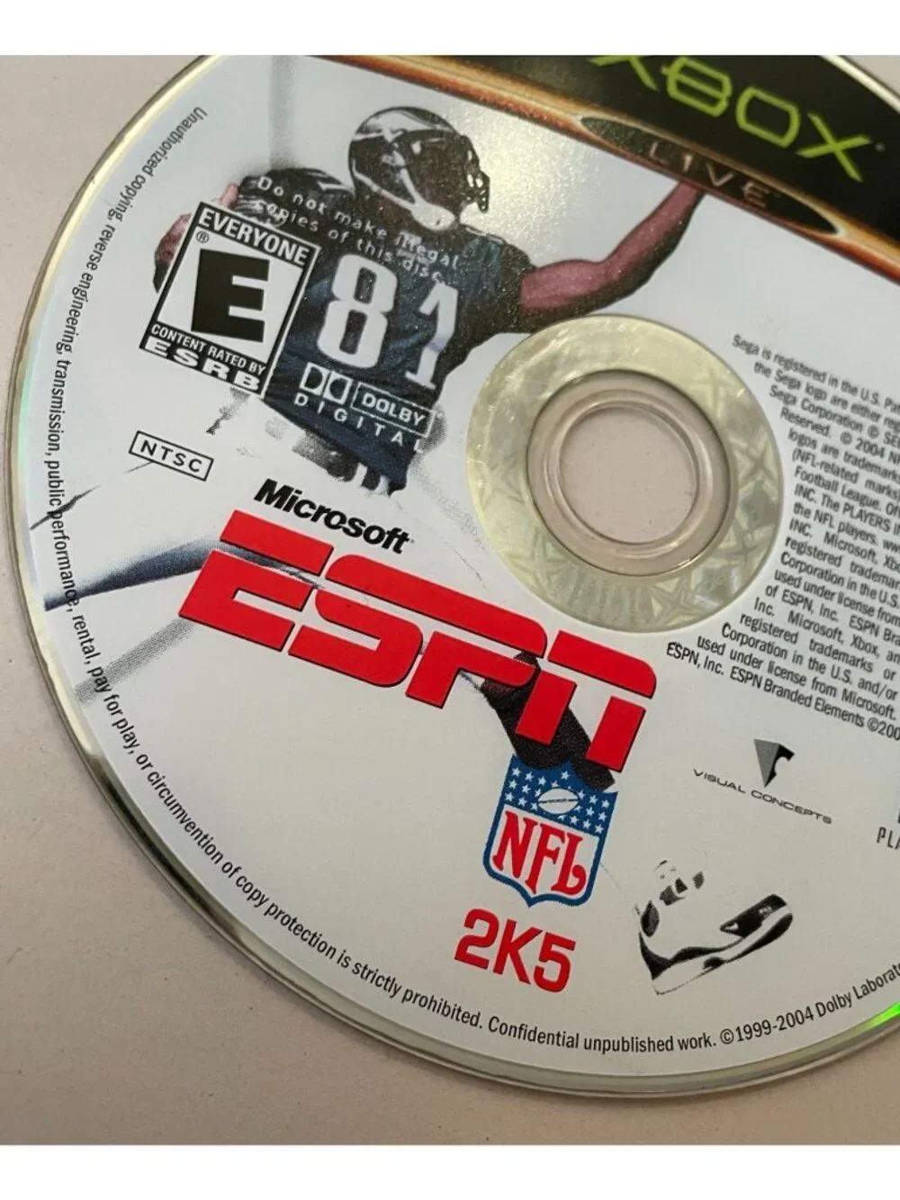 XBOX LIVE NFL ESPN 2K5 BY SEGA ONLINE ENABLED Disc Only untested